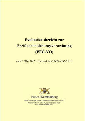 Titelblatt Evaluationsbericht Freiflächenverordnung (FFÖ-VO)