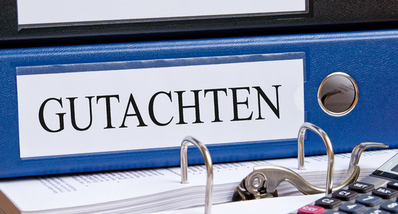 Ordner mit der Aufschrift Gutachten