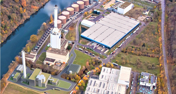 Kraftwerkstandort Marbach am Neckar mit neuer Gasturbinenanlage 