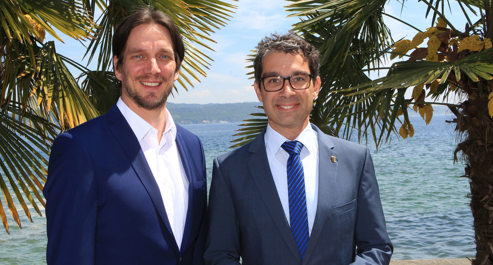 5. Mainauer Nachhaltigkeitsdialog: Björn Graf Bernadotte (links), Geschäftsführer Mainau GmbH, und Staatssekretär Andre Baumann
