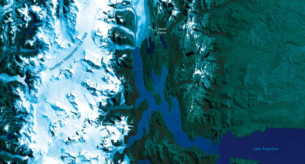 Satellitenbild des Upsala-Gletschers im Südpatagonischen Eisfeld