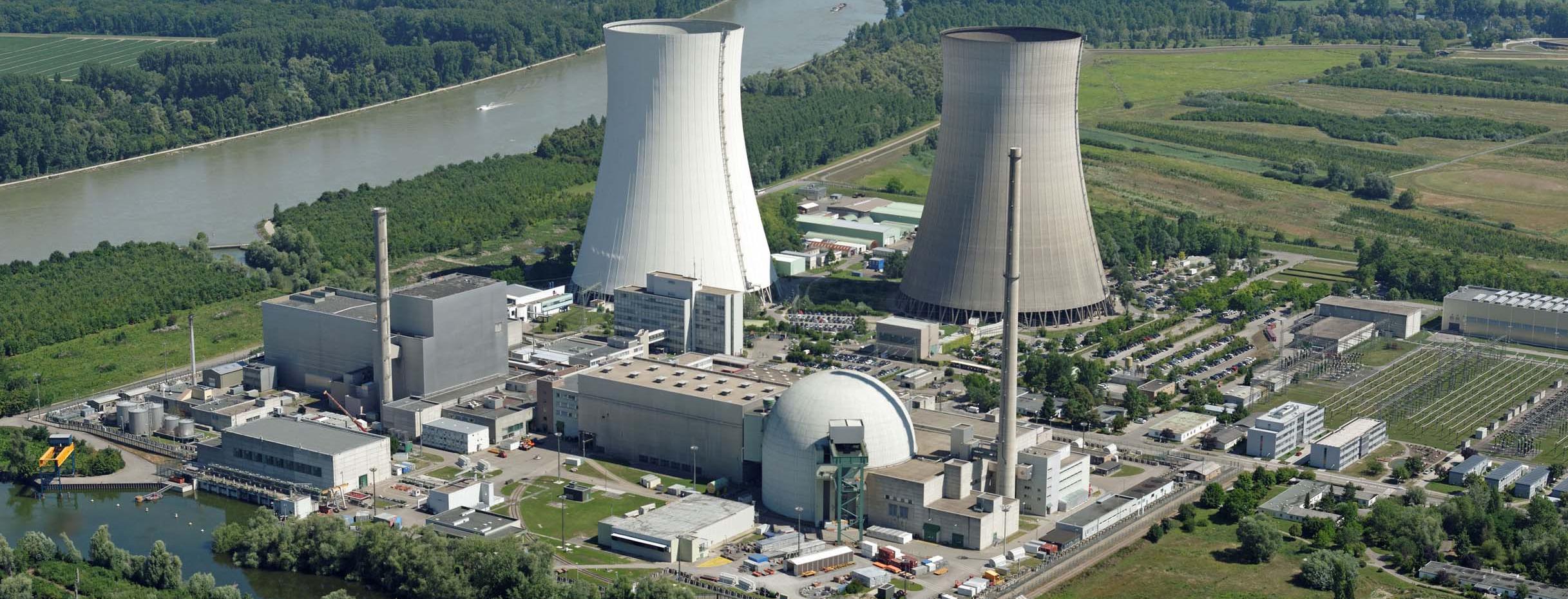 Luftbild des Kernkraftwerks Philippsburg