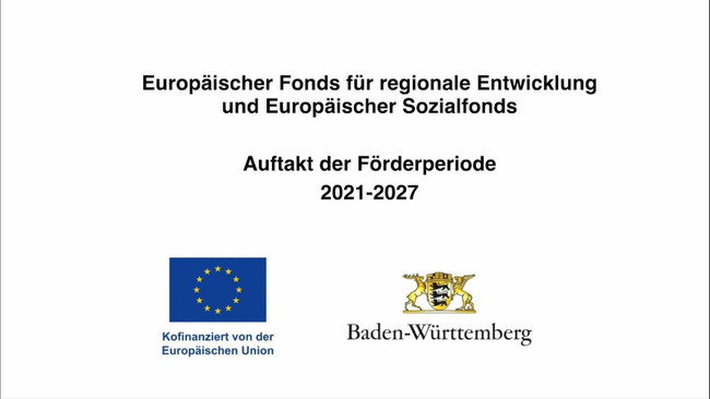 Startbild Video zu Auftaktveranstaltung EFRE 2021-2027 in Baden-Württemberg