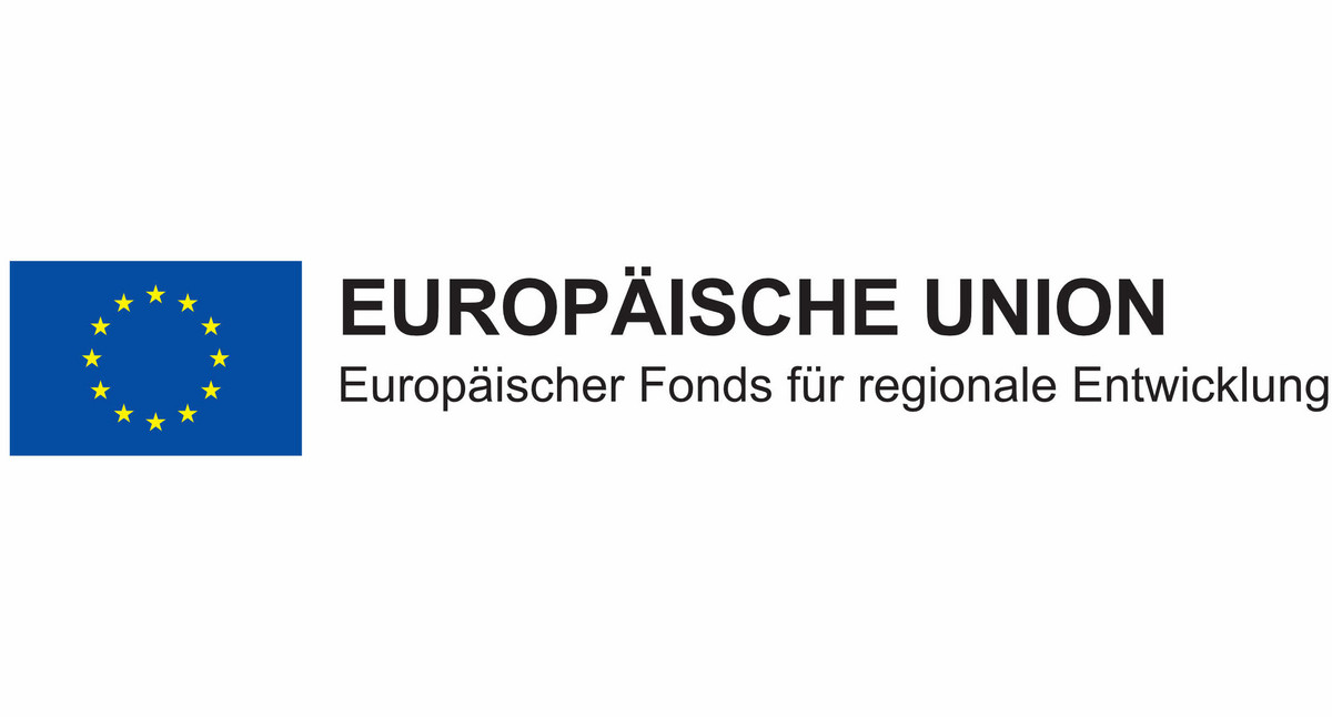 EU-Logo mit Schriftzug Europäischer Fonds für regionale Entwicklung