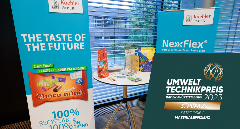 Der dritte Platz in der Kategorie „Materialeffizienz“ ging an die Koehler Paper SE für ihr Produkt NeXPlus® Advanced.