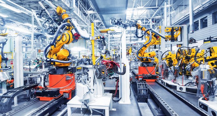 robots in a car factory