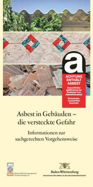 Titelblatt des Flyers Asbest in Gebäuden – die versteckte Gefahr: Informationen zum sachgerechten Umgang