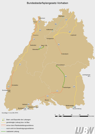 Weitere Vorhaben im Übertragungsnetz in Baden-Württemberg