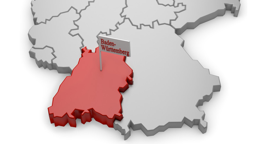 Deutschlandkarte mit Baden-Württemberg hervorgehoben