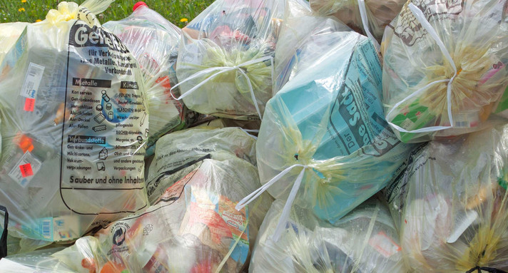 Kunststoffmüll in Gelben Säcken