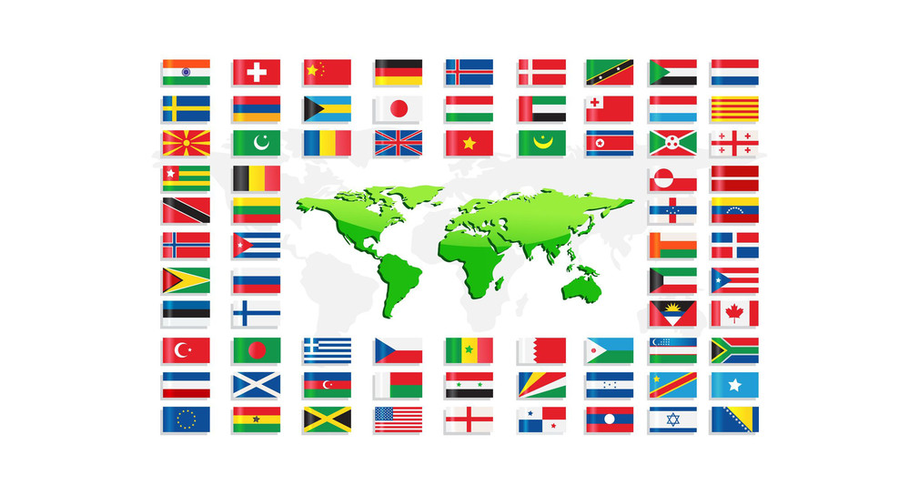 Länderflaggen mit Weltkarte