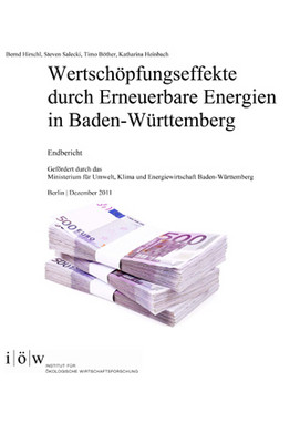 Titelblatt der Studie zu Wertschoepfungseffekten durch erneuerbare Energien in Baden-Württemberg