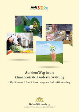Titelblatt der Broschüre Auf dem Weg in die klimaneutrale Landesverwaltung: CO2-Bilanz nach dem Klimaschutzgesetz Baden-Württemberg