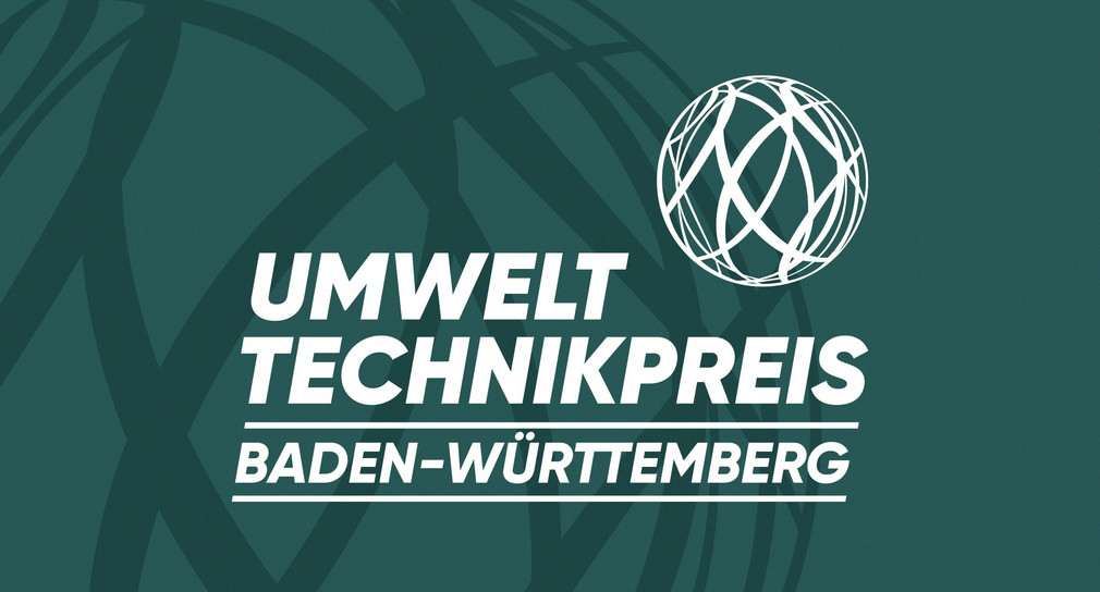 Logo Umwelttechnikpreis mit Schriftzug auf grünem Hintergrund