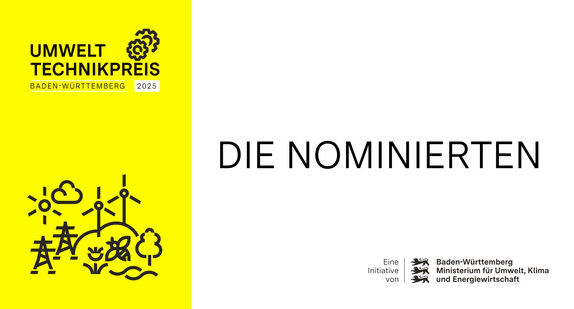 Umwelttechnikpreis Baden-Württemberg mit dem Schriftzug die Nominierten