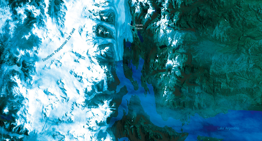 Satellitenbild des Upsala-Gletschers im Südpatagonischen Eisfeld
