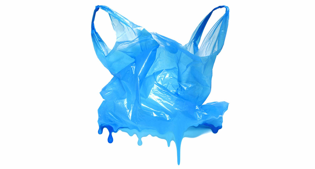 blaue Plastiktüte