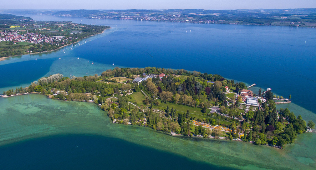 Luftaufnahme der Insel Mainau