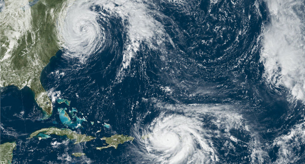 Satellitenbild des Hurrikans Maria und des Tropensturms José