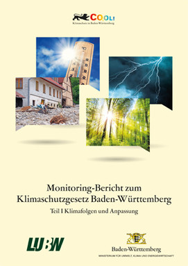 Titelblatt des Monitoring-Berichts zum Klimaschutzgesetz Baden-Württemberg - Teil 1 Klimafolgen und Anpassung