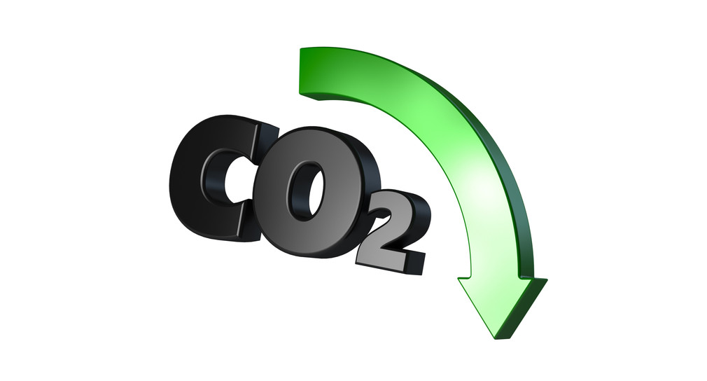 CO2-Symbol mit grünem Pfeil nach unten