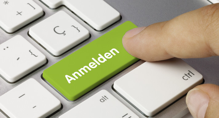 Tastatur mit Anmeldetaste