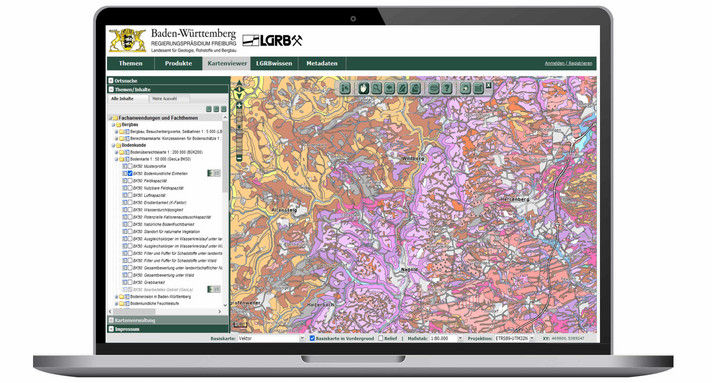 LGRB-Kartenausschnitt zu Bodeninformationen