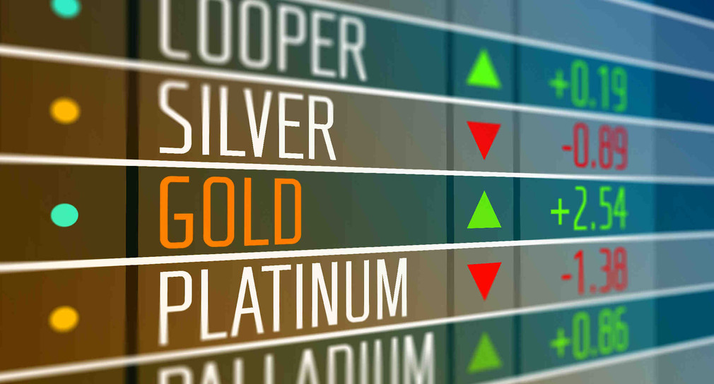 Tafel zeigt Goldpreis auf dem Aktienmarkt