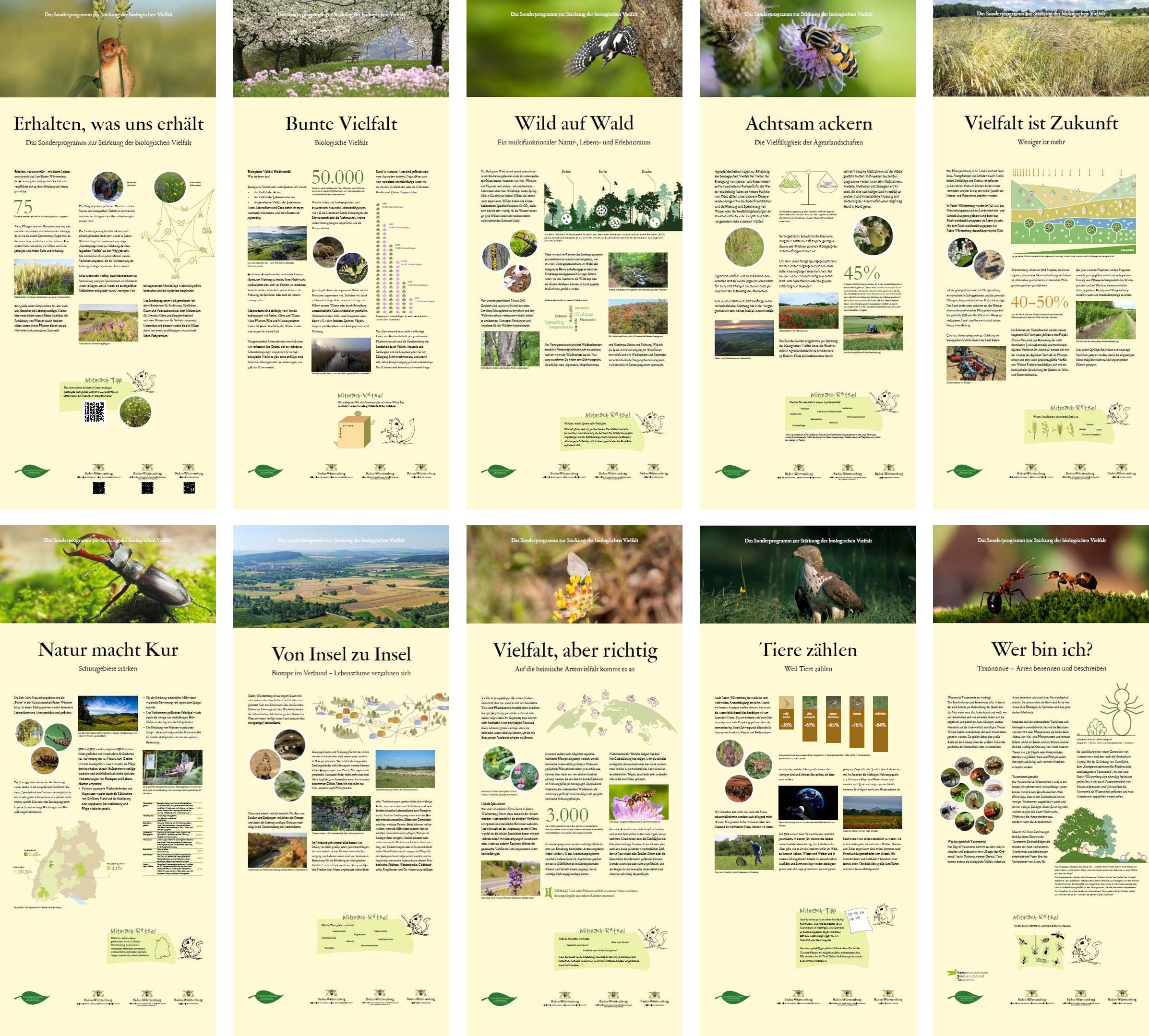 &Uuml;berblick &uuml;ber die Ausstellungstafeln zum Sonderprogramm biologische Vielfalt