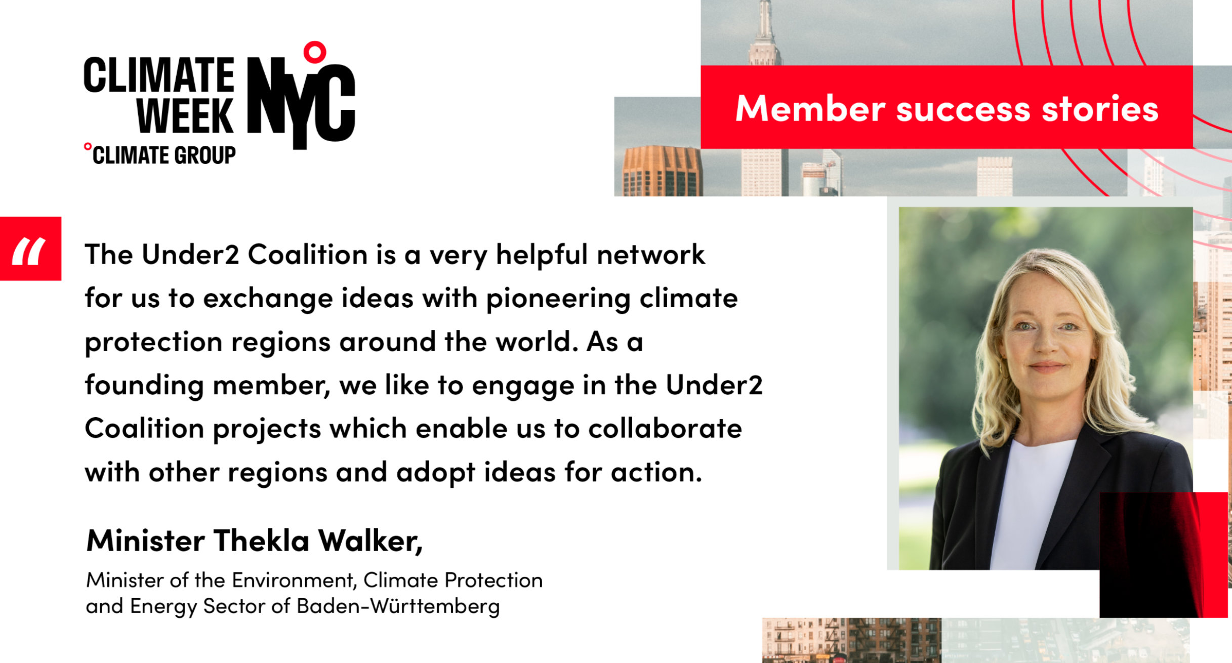 Climate Week NYC: Quote by Minister Thekla Walker ']