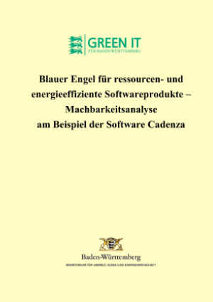 Blauer Engel für Software: Machbarkeitsanalyse am Beispiel der Software Cadenza: Titelblatt