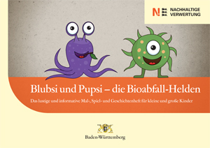 Titelblatt des Malbuchs Blubsi und Pupsi – die Bioabfall-Helden