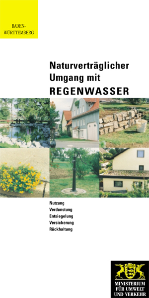 Titelblatt des Faltblatts Naturverträglicher Umgang mit Regenwasser